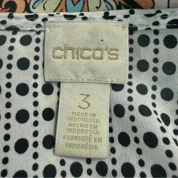 Chico’s Women’s Size 3 XL Long Sleeve Criss Cross V Neck Mixed Print Tunic - Picture 8 of 10